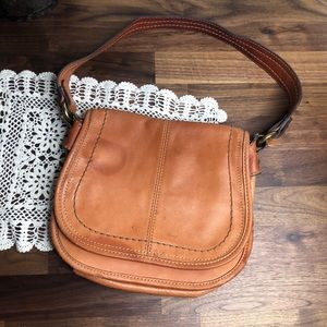 Classic Fossil Saddle Bag Purse Leather Shoulder